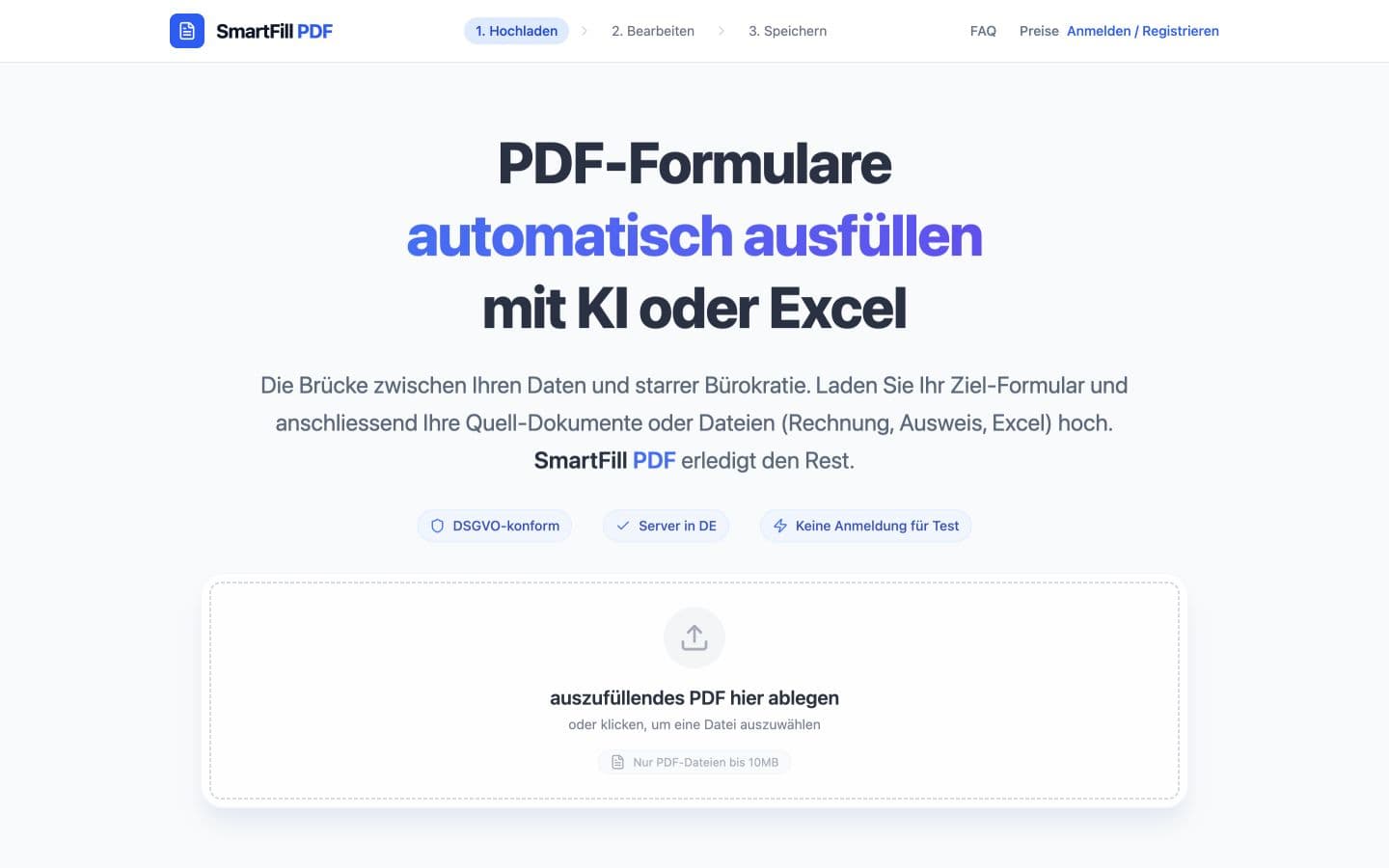 Startseite von SmartFill PDF